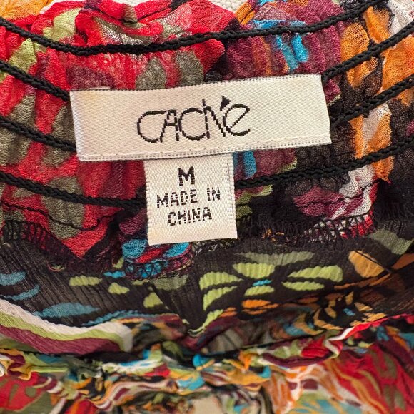 Colorful, Groovy CACHE Women's Sheer Chiffon Style Boho Tunic sz M - Picture 3 of 7